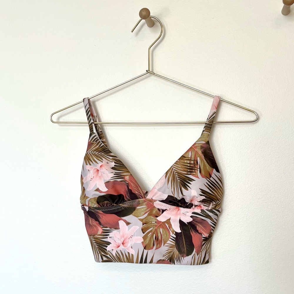 Old Navy tropical print longline bralette swim top size XS
